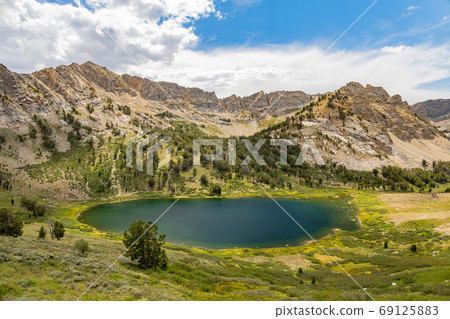 Morning view of the beautiful Favre Lake 69125883