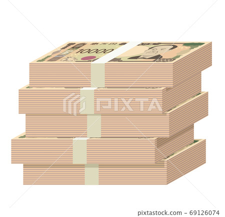 Illustration of a stack of stacked new bills of 10,000 yen bills 69126074