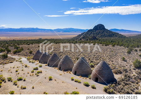 Aerial view of the beautiful Ward Charcoal Ovens State Historic Aerial view of the beautiful Ward Charcoal Ovens State Historic 69126185