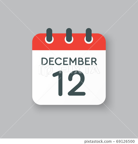Calendar icon day 12 December, template icon day 69126500