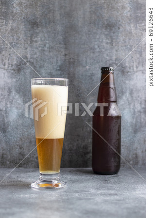 View of beer served in a glass View of beer served in a glass 69126643