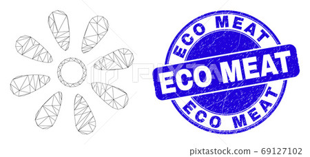 Blue Distress Eco Meat Stamp and Web Mesh Flower - Stock Illustration ...