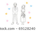 可愛的婚禮情侶全身 69128240