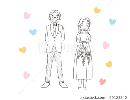 可愛的婚禮情侶全身 69128240
