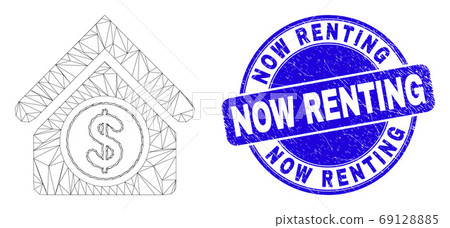 Blue Distress Now Renting Stamp Seal and Web Mesh Commercial Building Blue Distress Now Renting Stamp Seal and Web Mesh Commercial Building 69128885