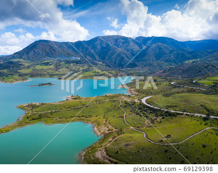 Panoramic view over Embalse de Zahara inland lake, Andalusia, Spain Panoramic view over Embalse de Zahara inland lake, Andalusia, Spain 69129398