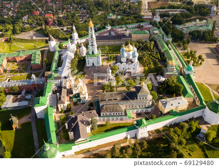 Panoramic aerial view of Trinity-Sergius Lavra in Sergiev Posad 69129480