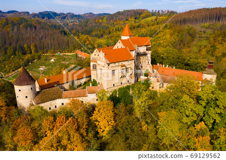 Aerial view of Pernstejn castle, Czech Republic Aerial view of Pernstejn castle, Czech Republic 69129562