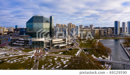 Aerial view of National Library of Belarus 69129590