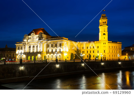 Oradea City Hall and quay in night Oradea City Hall and quay in night 69129960