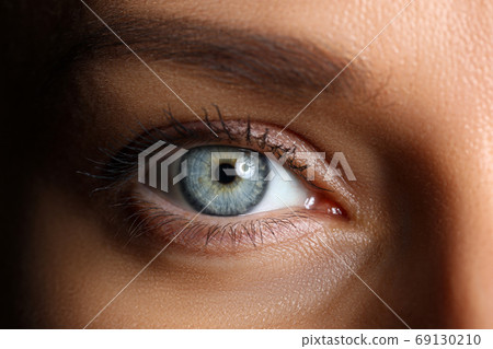 Amazing female blue and green colored wide opened eye Amazing female blue and green colored wide opened eye 69130210