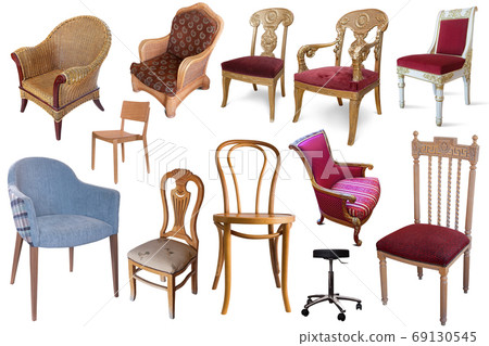 Set of chairs isolated on white background 69130545