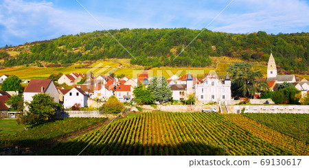 Image of Saint-Aubin, Burgundy - french village with famous vineyards 69130617