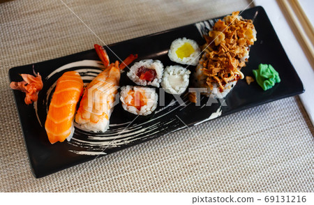 Set of different sushi - maki, california and nigiri. Japanese cuisine 69131216