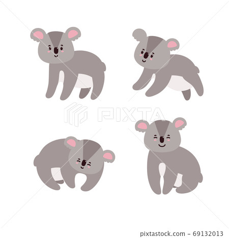 Set of koalas. Happy koalas isolated in white background. Vector illustration Set of koalas. Happy koalas isolated in white background. Vector illustration 69132013