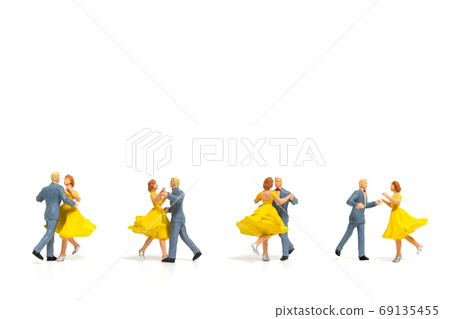 Couple romantic dancing on white background Couple romantic dancing on white background 69135455