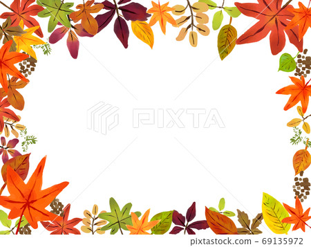 Watercolor autumn leaves frame background 69135972