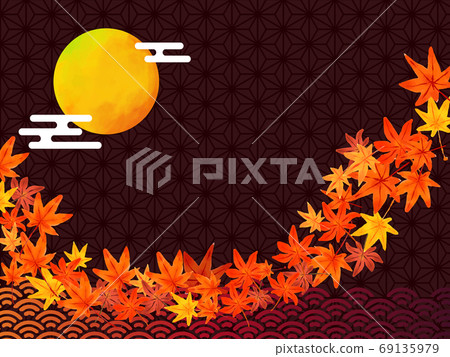 Watercolor autumn leaves frame background 69135979