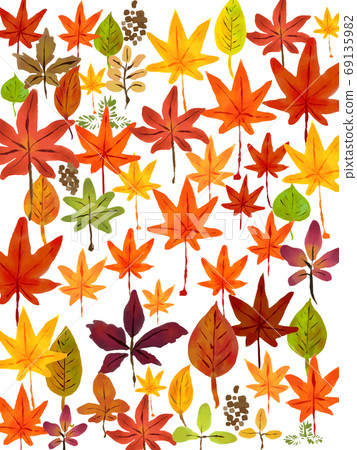 Watercolor autumn leaves frame background 69135982