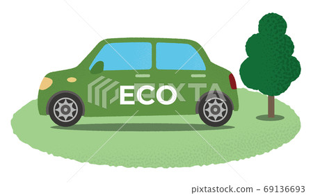 矢量圖的綠色生態車 69136693