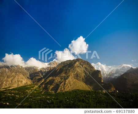 Panorama of Karimabad and Hunza valley, Gilgit-Baltistan Pakista Panorama of Karimabad and Hunza valley, Gilgit-Baltistan Pakista 69137880