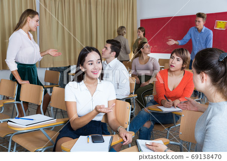 Students enjoying free time in class 69138470