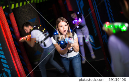 Girl on lasertag arena Girl on lasertag arena 69139408
