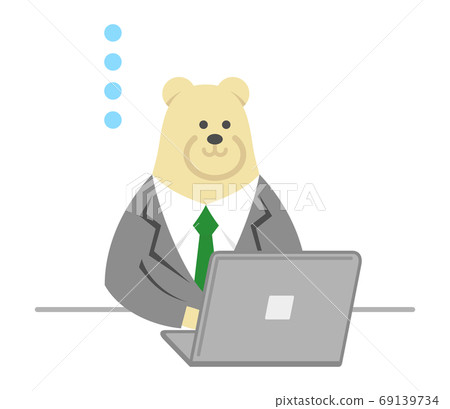 Illustration image of a business polar bear who is not good at personal computers 69139734