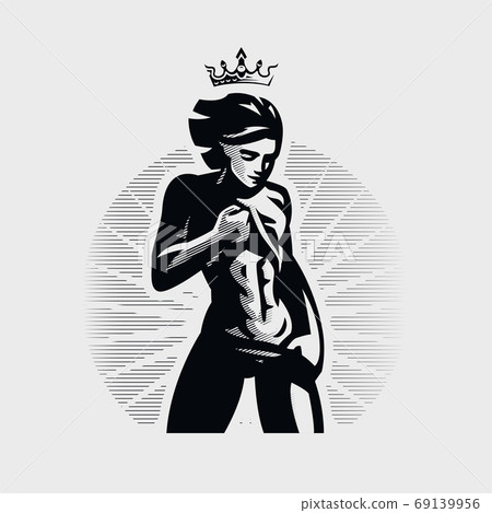 A woman shows his abs. A woman shows his abs. 69139956