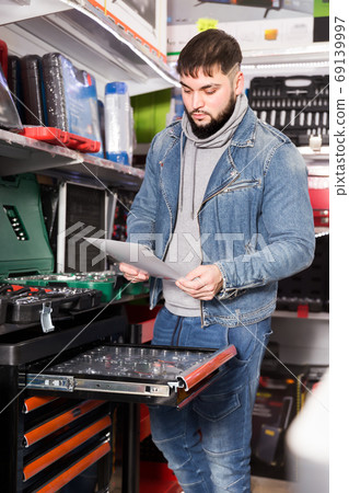 Positive male is choosing ratchet in store Positive male is choosing ratchet in store 69139997
