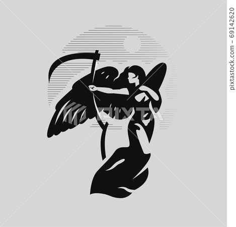 Angel woman with large wings. Angel woman with large wings. 69142620
