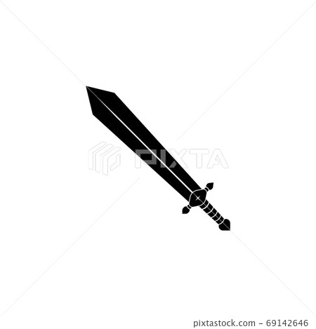 An isolated big sword icon on a white... - Stock Illustration [69142646 ...