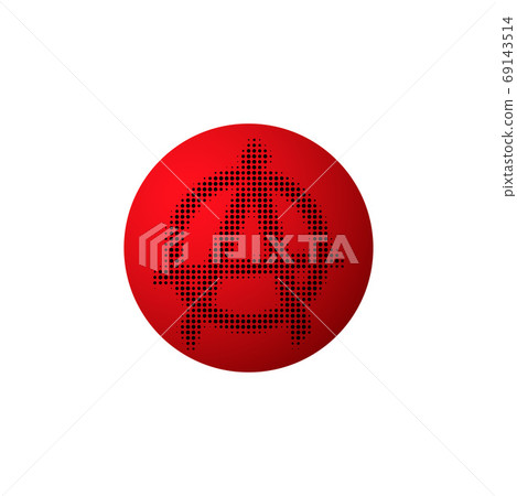 Black Anarchy Sign with Halftone Design Effect and Red Ball Elem 69143514