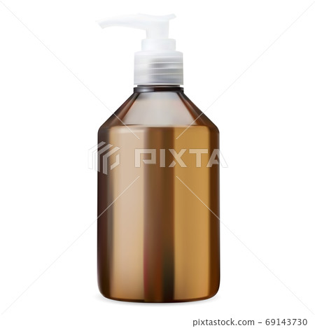 Pump bottle. Brown plastic cosmetic dispenser 69143730
