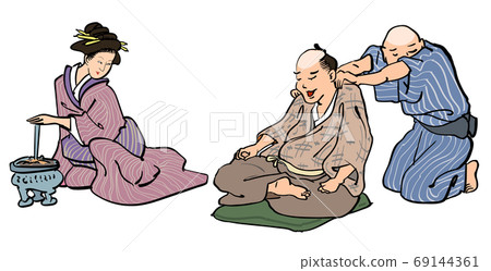 Ukiyo-e by a masseur in the Edo period-shoulder fir tree 69144361
