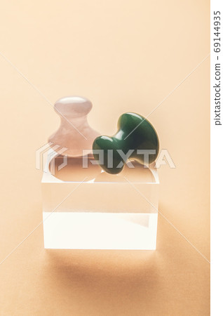 Green Aventurine and Rose Quartz Gua Sha Mushrooms 69144935