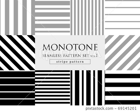 Monotone stripe pattern seamless pattern set 69145201