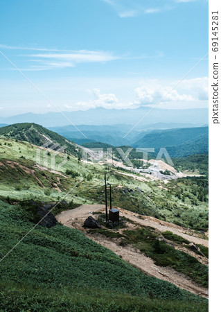 The remains of the Kogushi sulfur mine seen from Mt. The remains of the Kogushi sulfur mine seen from Mt. 69145281