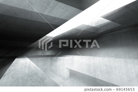 Abstract concrete interior background, 3d render Abstract concrete interior background, 3d render 69145653