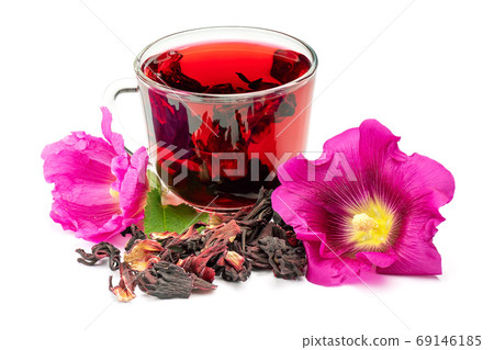 Hibiscus or mallow herbal tea. 69146185