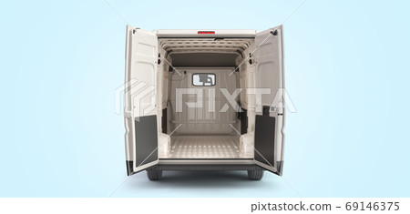 Open back of White Delivery Van Icon 3d render on blue gradient 69146375