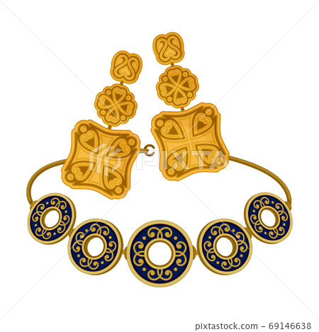 Necklace or Chaplet with Ornament as Georgia Country Attribute Vector Illustration 69146638