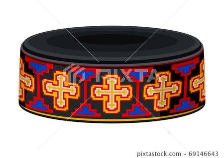 Traditional Headdress or Hat with Indigenous Embroidery as Georgia Country Attribute Vector Illustration 69146643