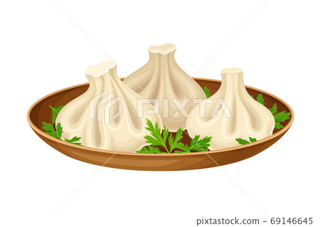 Khinkali Served on Plate as Traditional Dish of Georgia Country Vector Illustration Khinkali Served on Plate as Traditional Dish of Georgia Country Vector Illustration 69146645