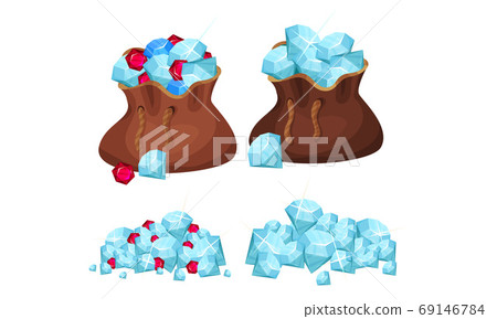 Pile of Gemstones Rested in Sack Vector Set Pile of Gemstones Rested in Sack Vector Set 69146784