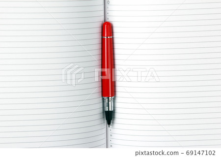 open notepad and red pen closeup open notepad and red pen closeup 69147102