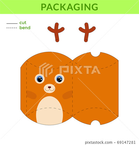 Adorable DIY party favor box for birthdays, baby showers with cute deer for sweets, candies, small presents, bakery. Printable color scheme Adorable DIY party favor box for birthdays, baby showers with cute deer for sweets, candies, small presents, bakery. Printable color scheme 69147281
