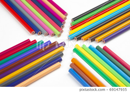 Colored pencils for drawing on a white background. Education and Colored pencils for drawing on a white background. Education and 69147935