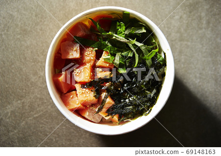 Pork bowl with salmon Pork bowl with salmon 69148163