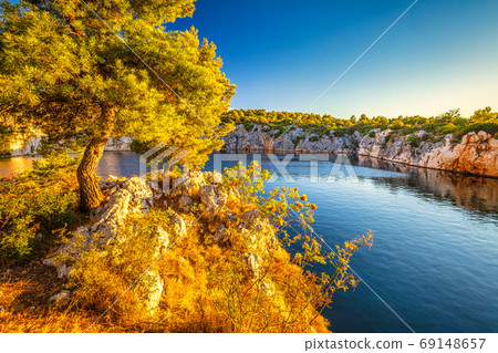 The Zmajevo oko, Dragon's Eye lake at sunset. The Zmajevo oko, Dragon's Eye lake at sunset. 69148657